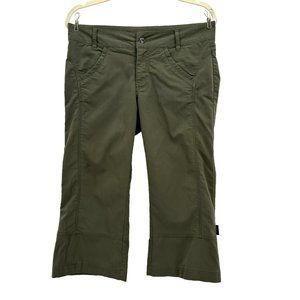 Prana Breathe Organic Cotton Blend Green Crop Capri Pants Womens 6